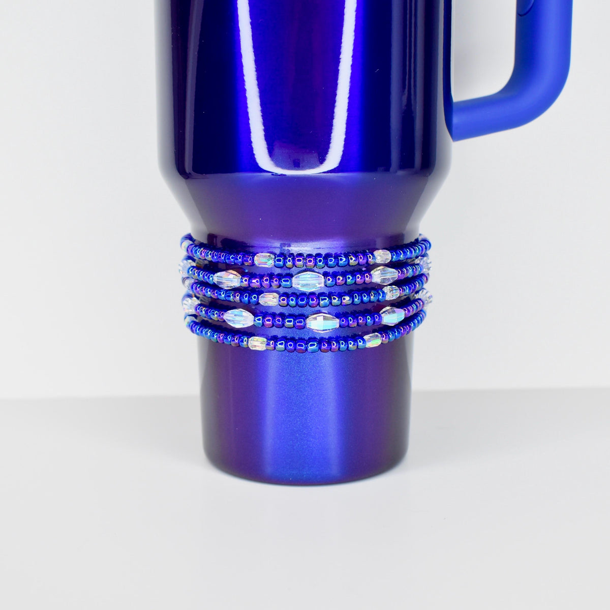 Royal Blue Beaded Bracelet Collection: Iridescent Blue-Purple Beaded Bracelets with AB Crystal Accents