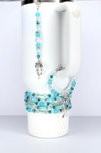 Turquoise Tumbler Handle Bracelet: Green Blue Beaded Accessory with Silver Accents