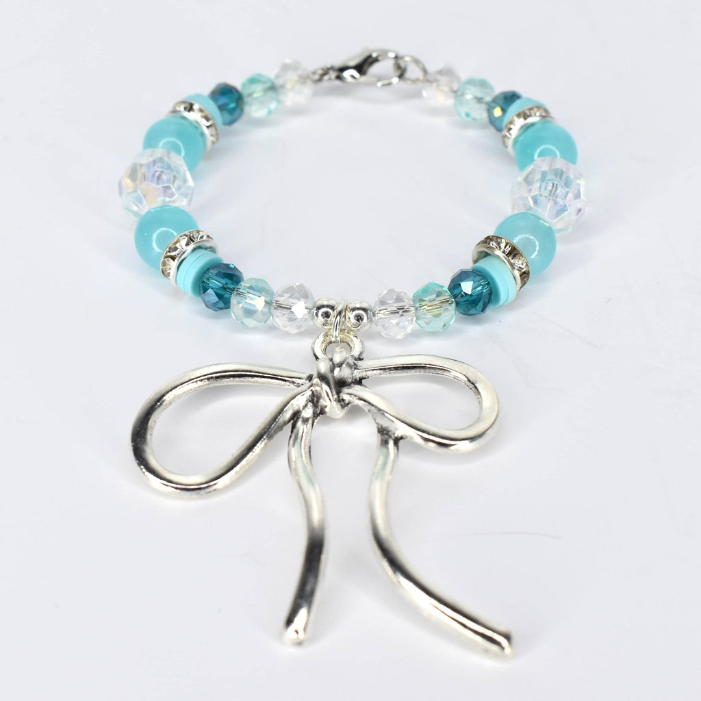 Turquoise Tumbler Handle Bracelet: Green Blue Beaded Accessory with Silver Accents
