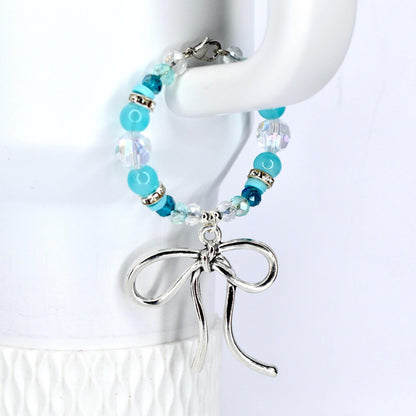 Turquoise Tumbler Handle Bracelet: Green Blue Beaded Accessory with Silver Accents