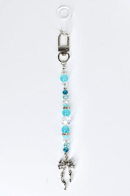 Turquoise Tumbler Straw Charm: Green Blue Beaded Accessory with Silver Accents