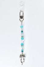 Turquoise Tumbler Straw Charm: Green Blue Beaded Accessory with Silver Accents