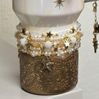 Starlight Shimmer Bracelet Collection - Pearl and Gold Star Bracelets