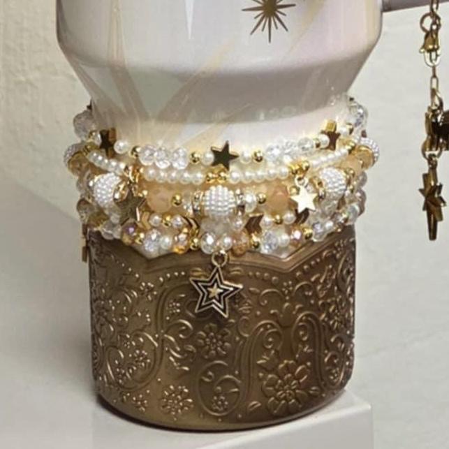 Starlight Shimmer Bracelet Collection - Pearl and Gold Star Bracelets