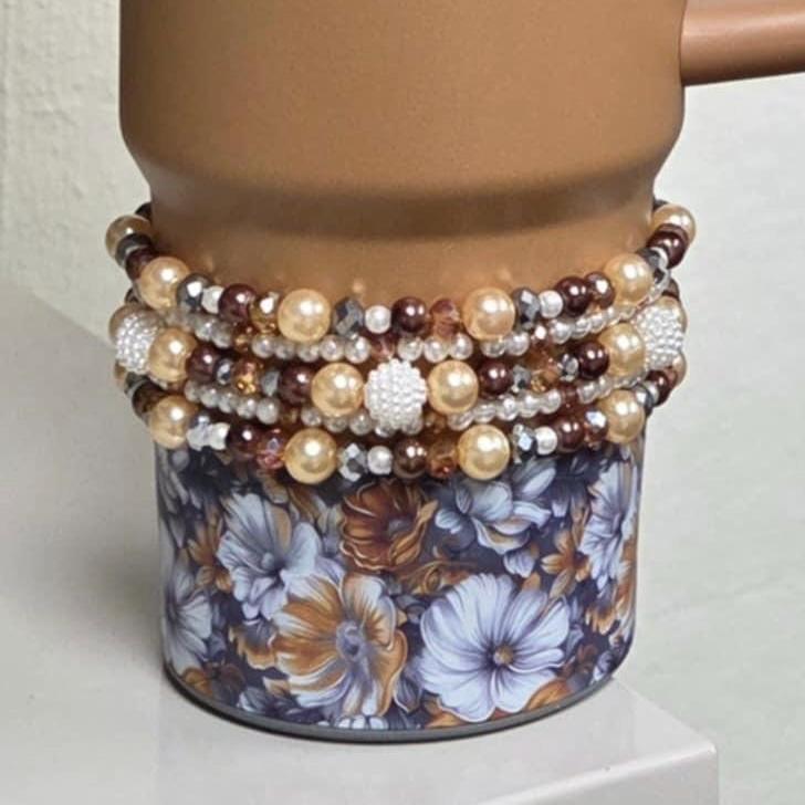 Camel Bracelet Collection: Brown, Gold and Beige Beaded Bracelets