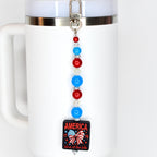 Patriotic Beaded Tumbler Charm | America 1776 Bag Accessory