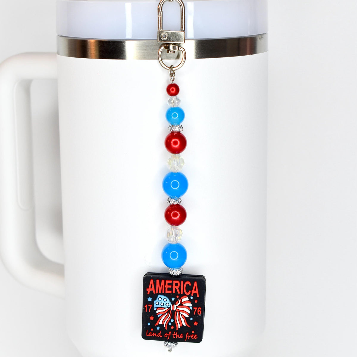 Patriotic Beaded Tumbler Charm | America 1776 Bag Accessory