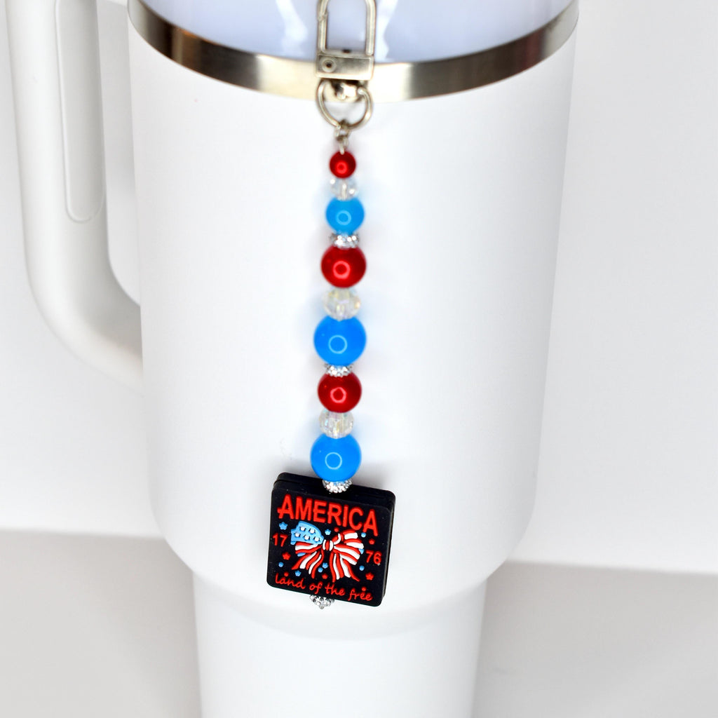Patriotic Beaded Tumbler Charm | America 1776 Bag Accessory