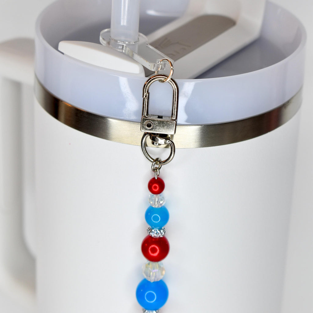 Patriotic Beaded Tumbler Charm | America 1776 Bag Accessory