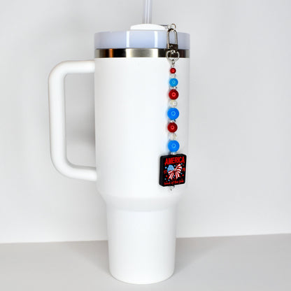 Patriotic Beaded Tumbler Charm | America 1776 Bag Accessory