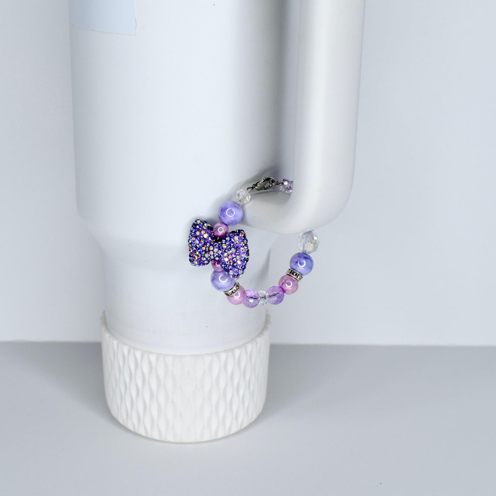 Purple Bow Tumbler Handle Charm