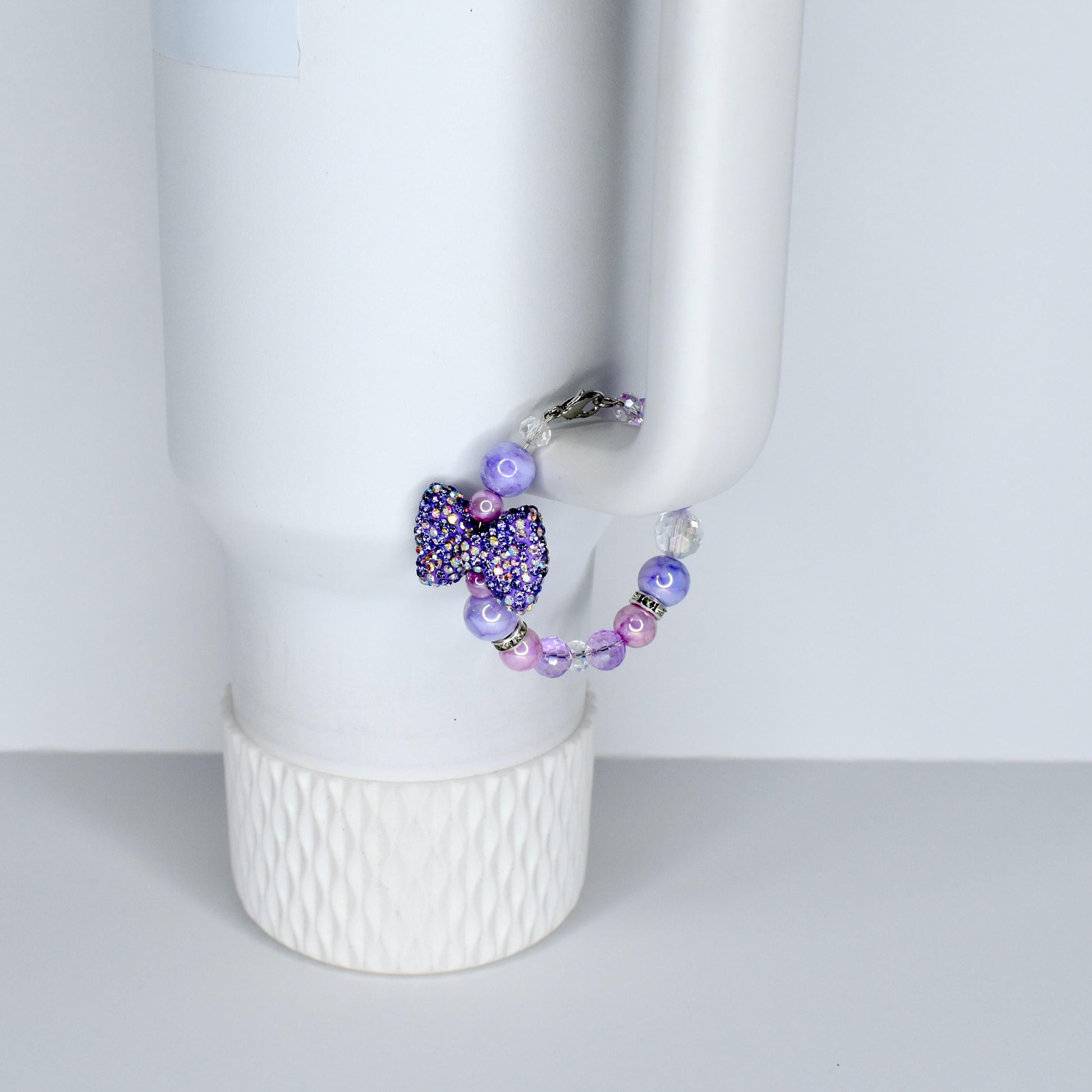 Purple Bow Tumbler Handle Charm