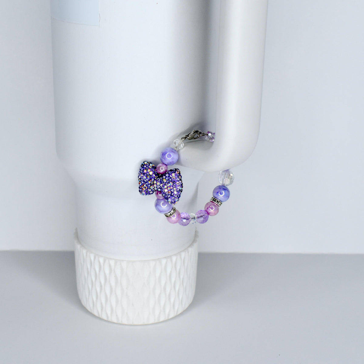 Purple Bow Tumbler Handle Charm