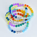 Custom Name Bracelet with Colorful Glass Beads