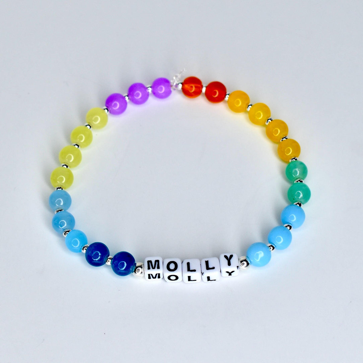 Custom Name Bracelet with Colorful Glass Beads
