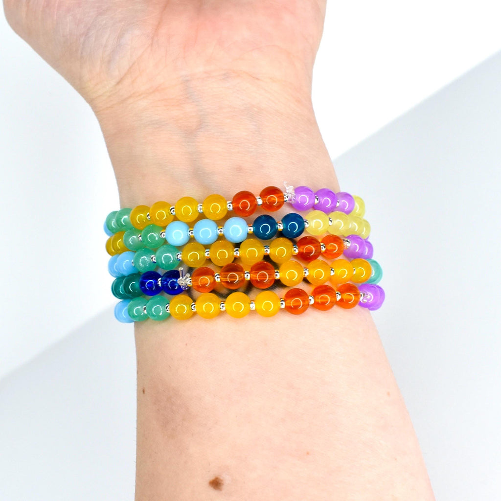 Custom Name Bracelet with Colorful Glass Beads