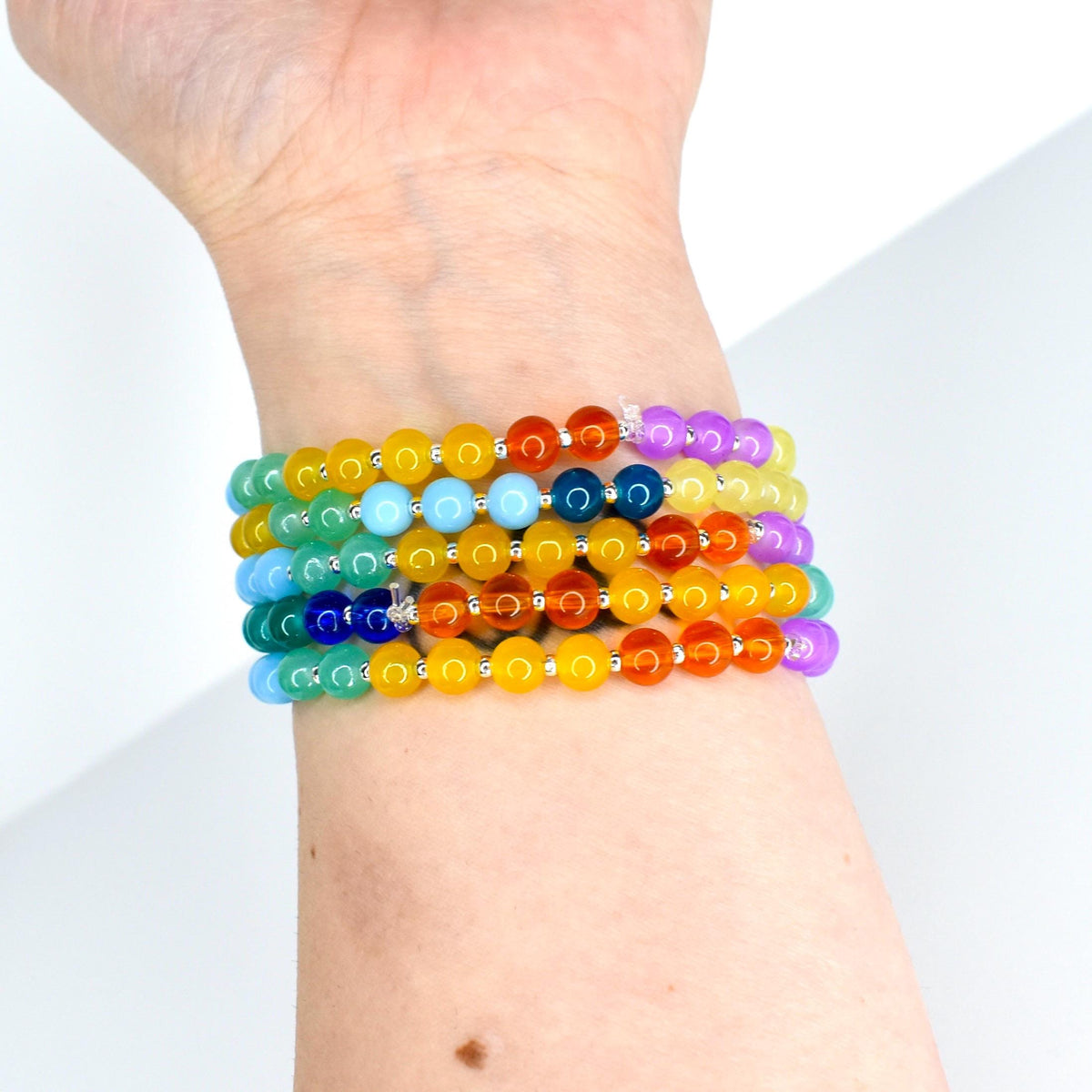 Custom Name Bracelet with Colorful Glass Beads