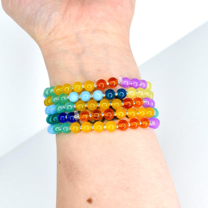 Custom Name Bracelet with Colorful Glass Beads