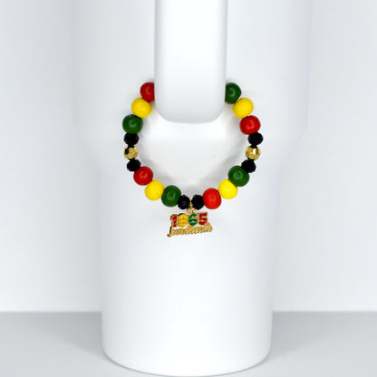 Juneteenth Tumbler Handle Bracelet | Red, Black, Green & Gold Beads