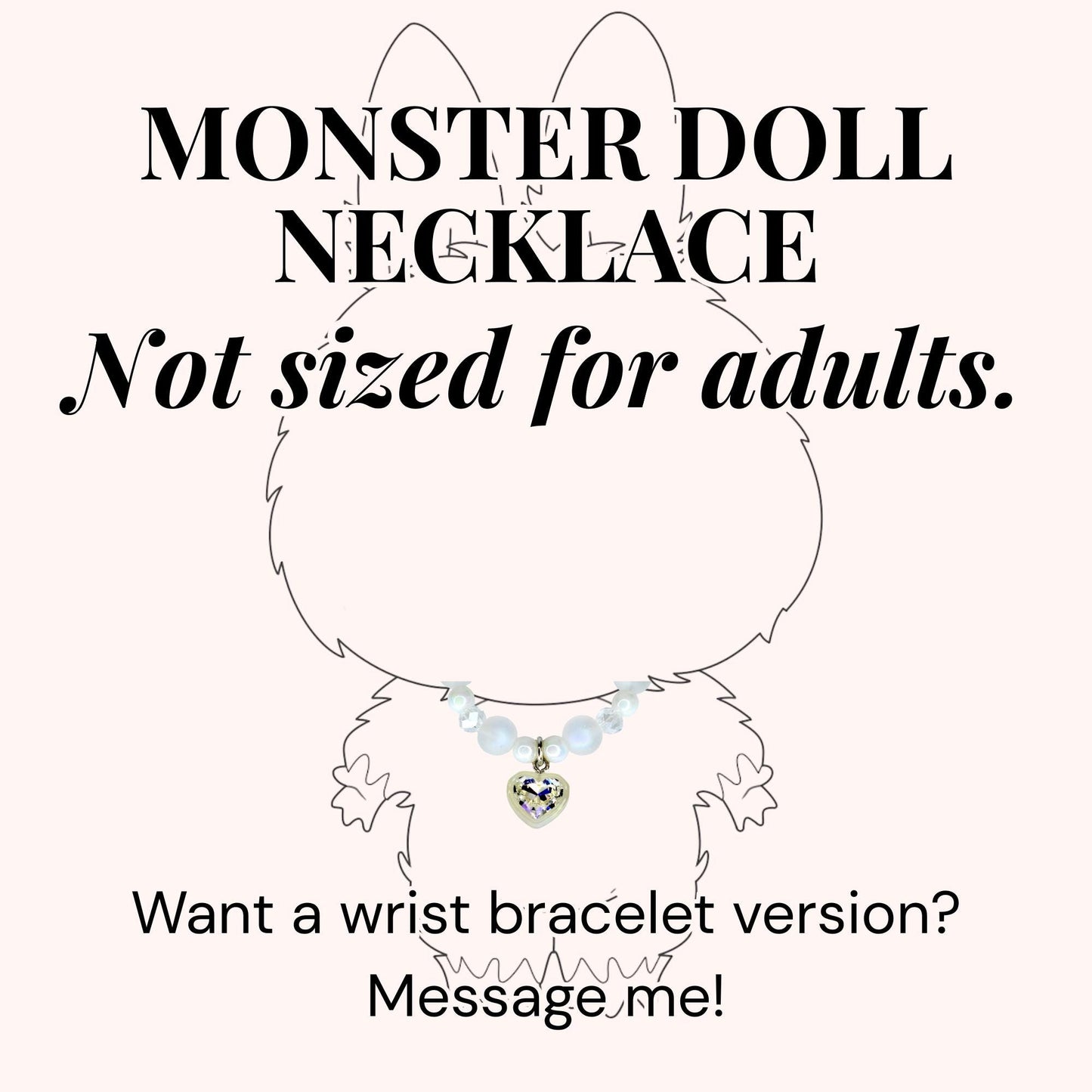 Crystal Heart Charm Necklace for Monster Doll