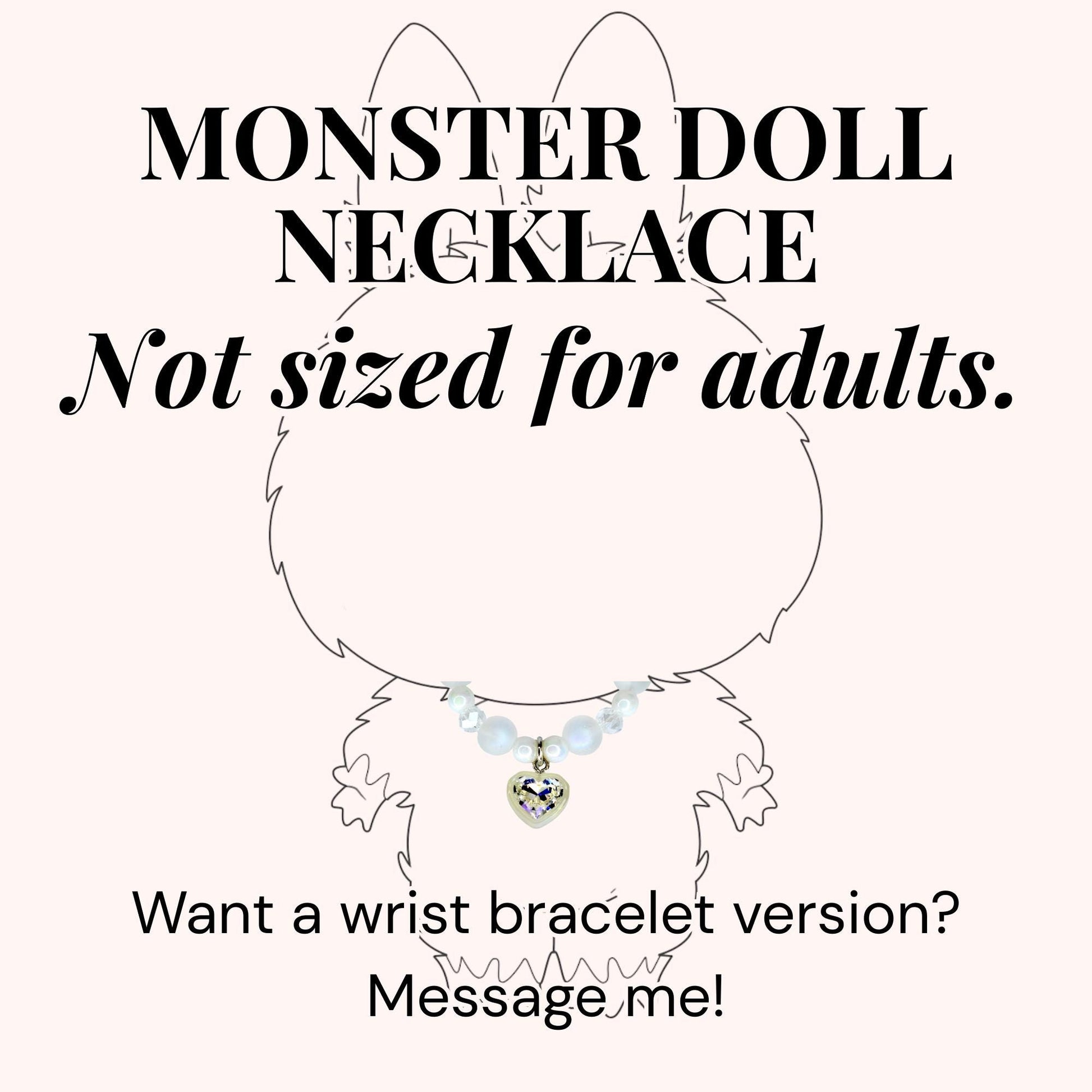 Crystal Heart Charm Necklace for Monster Doll
