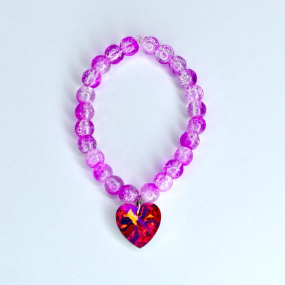 Pink and Red Crystal Heart Charm Necklace for Monster Doll
