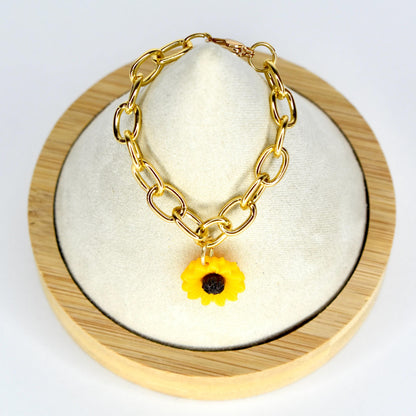 Gold Chain Sunflower Charm Necklace for Monster Doll