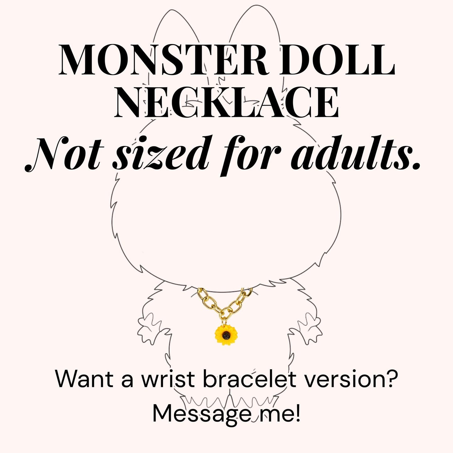 Gold Chain Sunflower Charm Necklace for Monster Doll