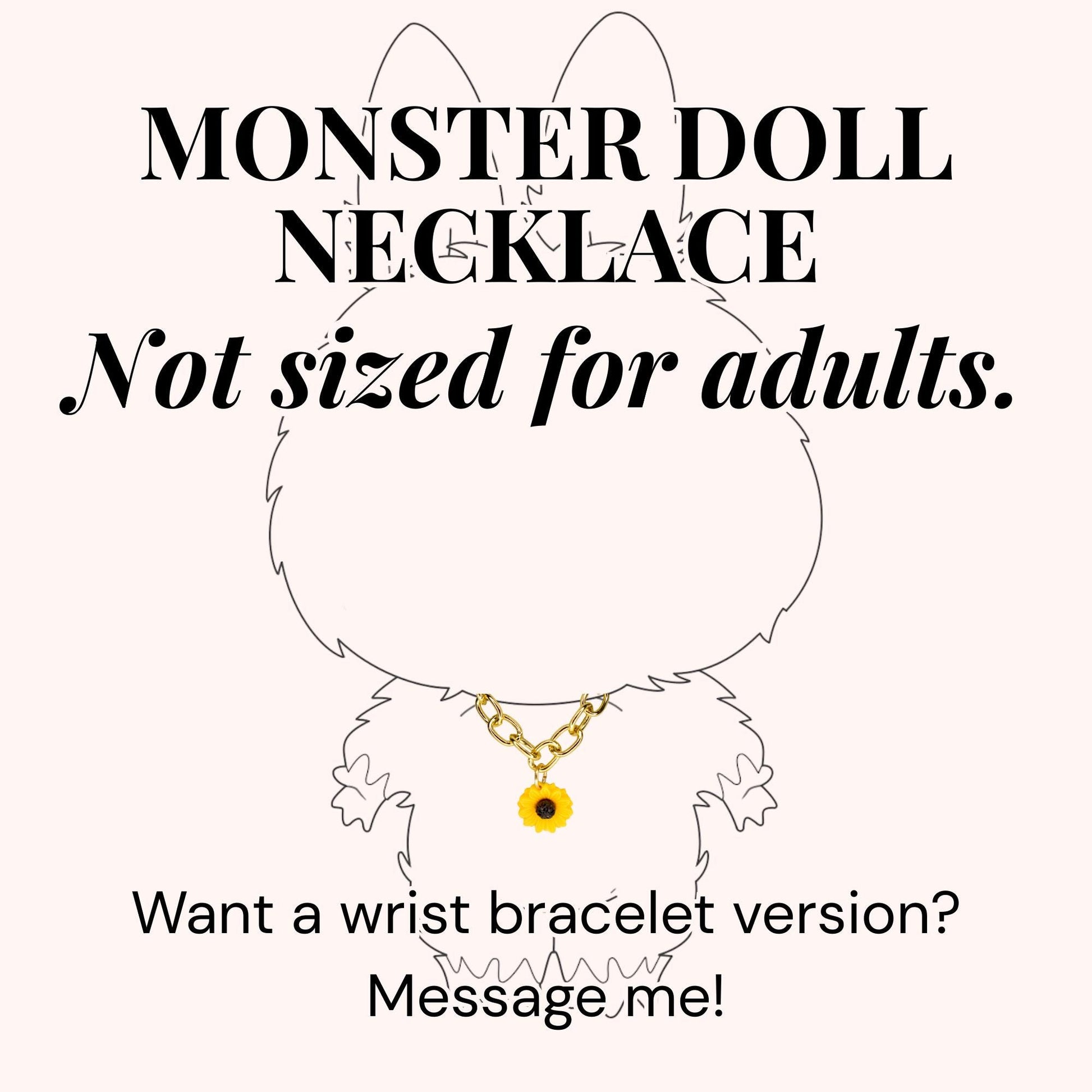 Gold Chain Sunflower Charm Necklace for Monster Doll