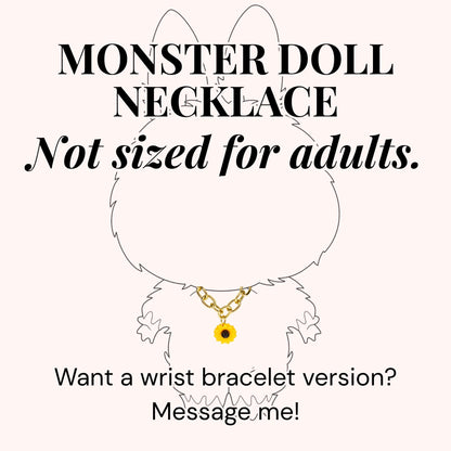 Gold Chain Sunflower Charm Necklace for Monster Doll