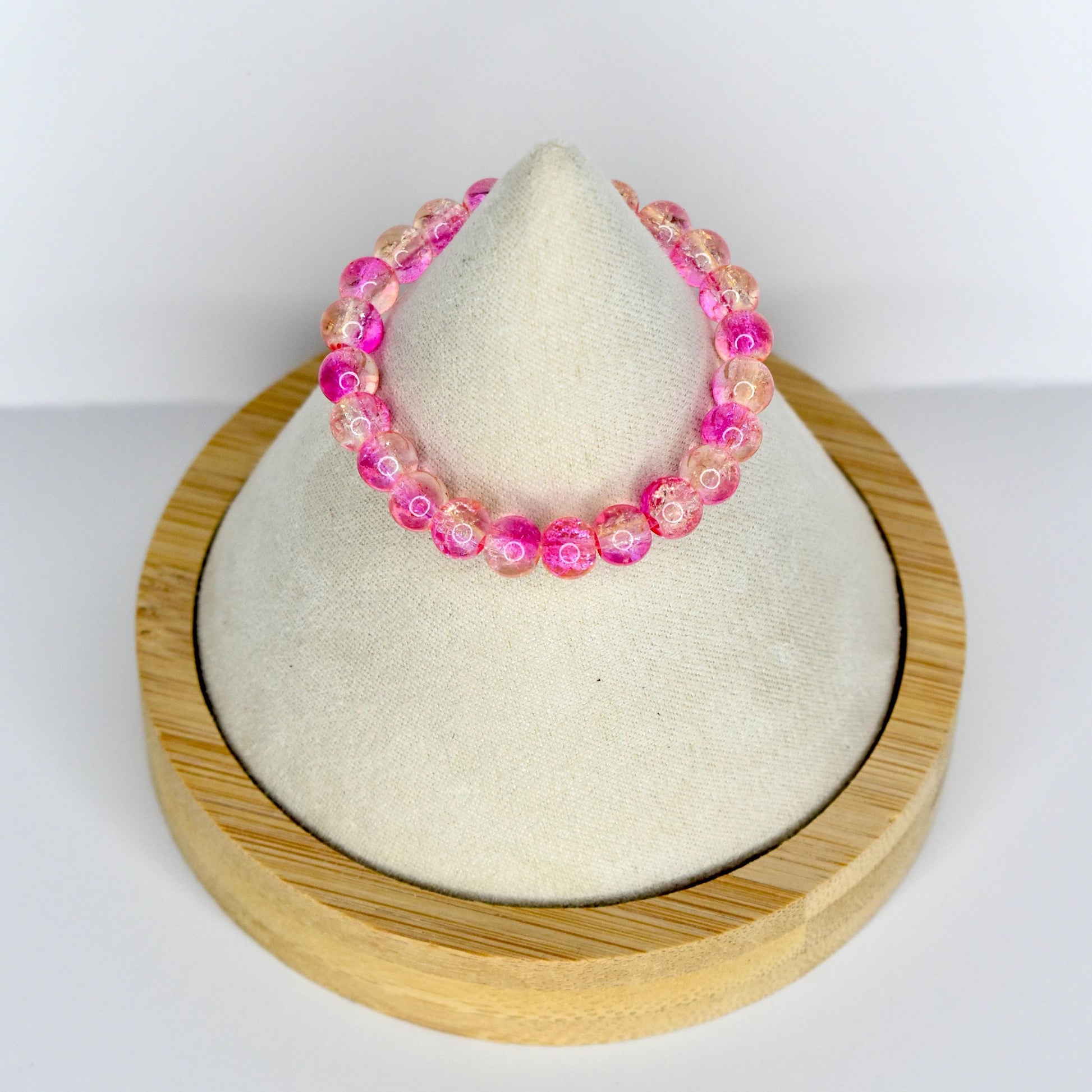 Pink Crackle Glass Bead Necklace for Monster Doll