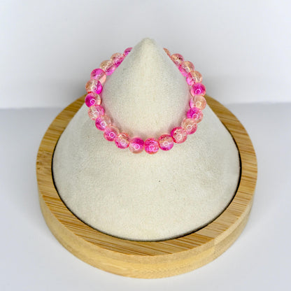 Pink Crackle Glass Bead Necklace for Monster Doll