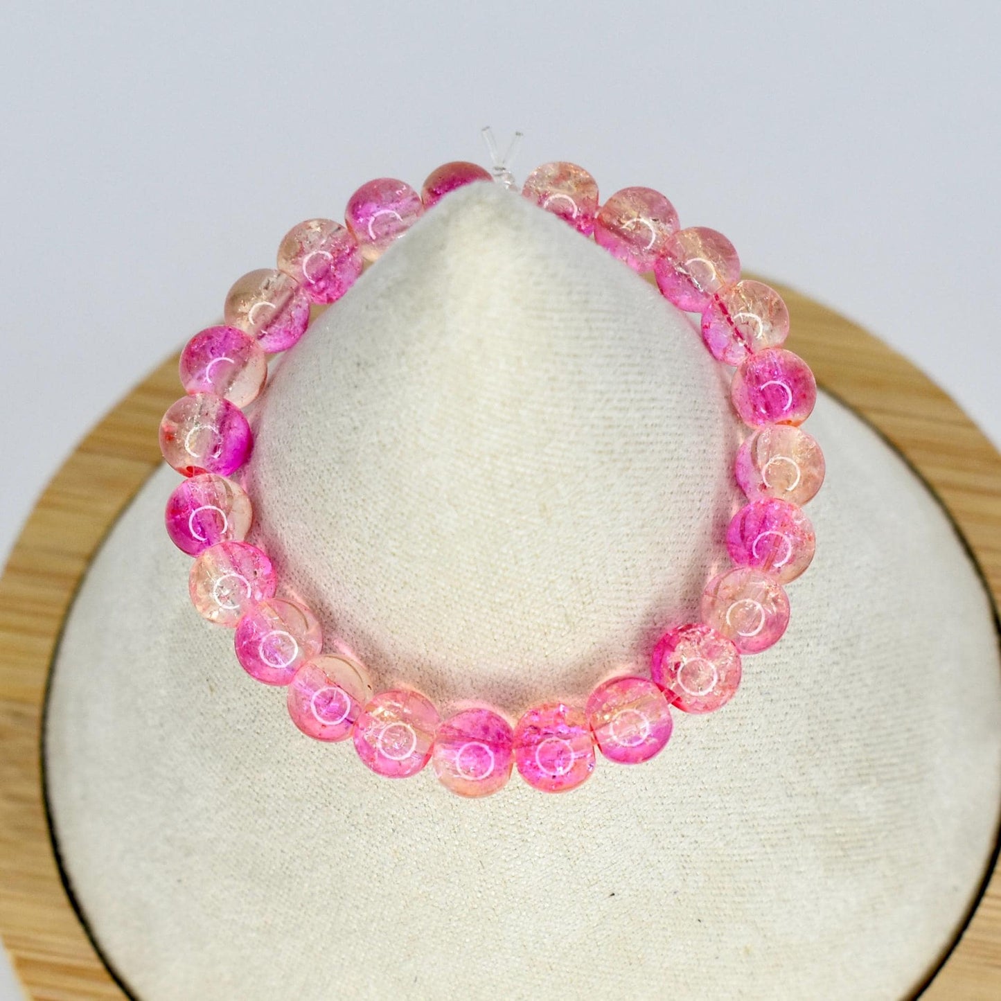 Pink Crackle Glass Bead Necklace for Monster Doll