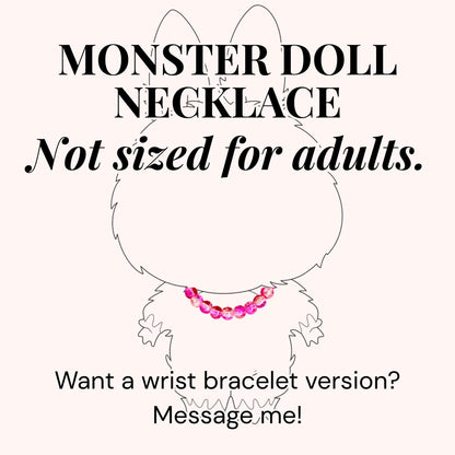 Pink Crackle Glass Bead Necklace for Monster Doll