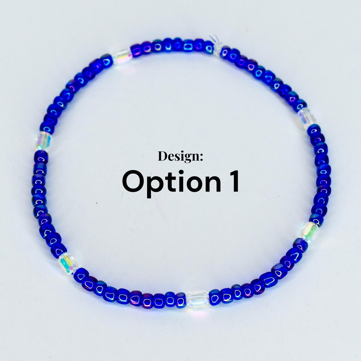Royal Blue Beaded Bracelet Collection: Iridescent Blue-Purple Beaded Bracelets with AB Crystal Accents