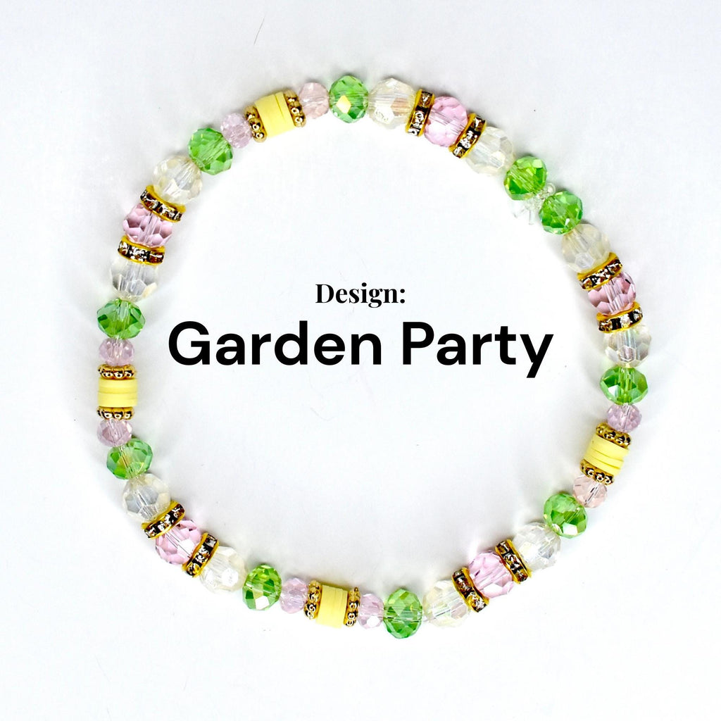 Lemon Breeze Bracelet Collection: Pink Yellow Green and Gold Beaded Bracelets with Crystal Accents