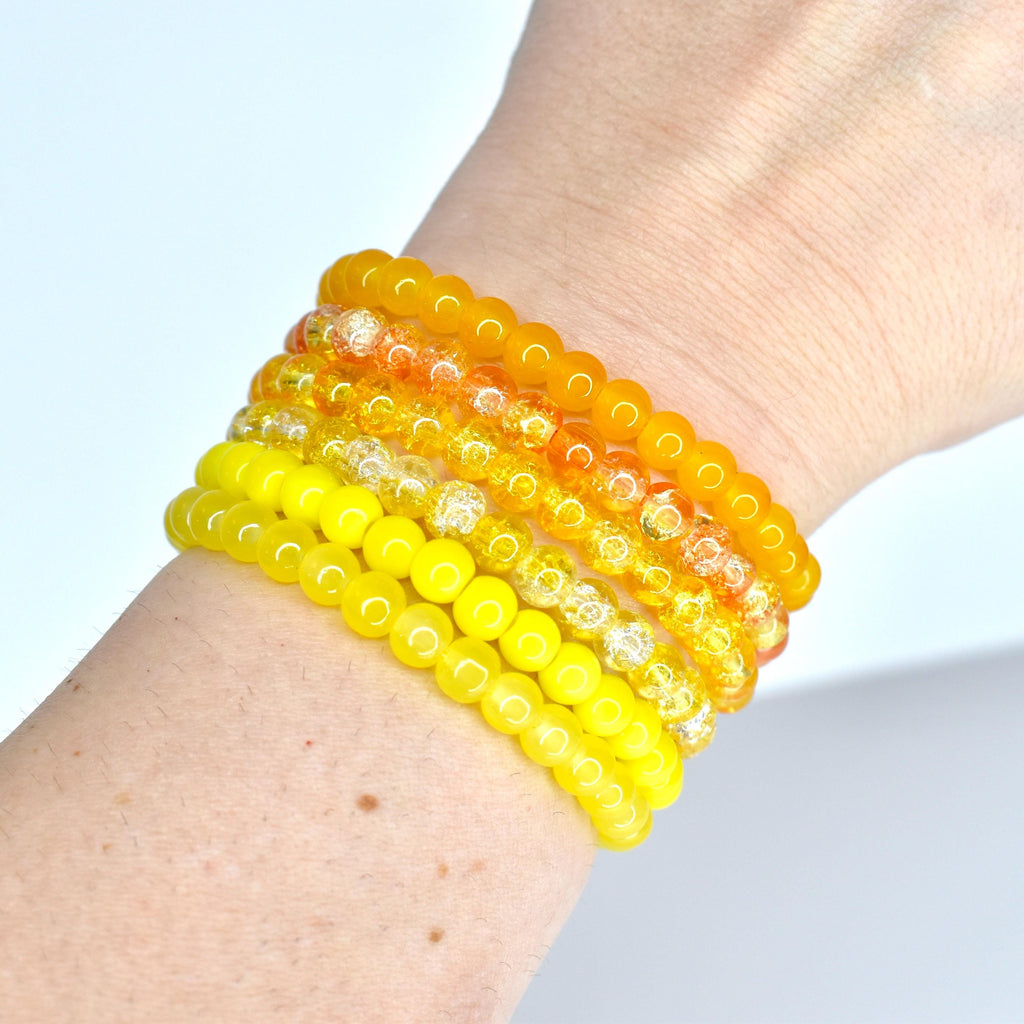Yellow Beaded Stretch Bracelet | Minimalist Bead Stacking Bracelet