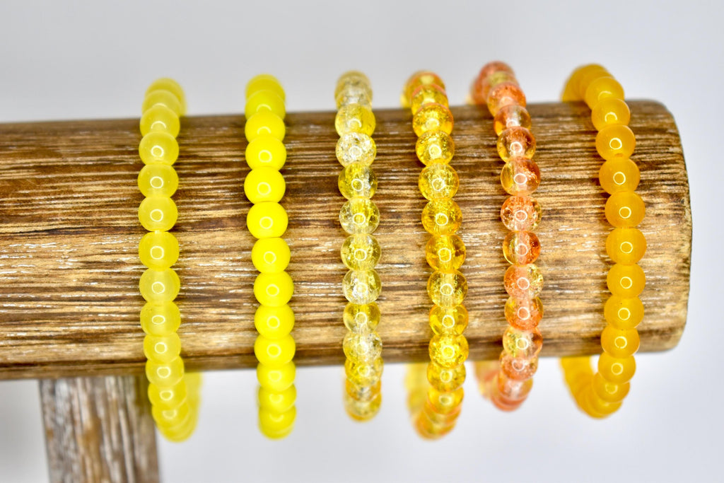 Yellow Beaded Stretch Bracelet | Minimalist Bead Stacking Bracelet
