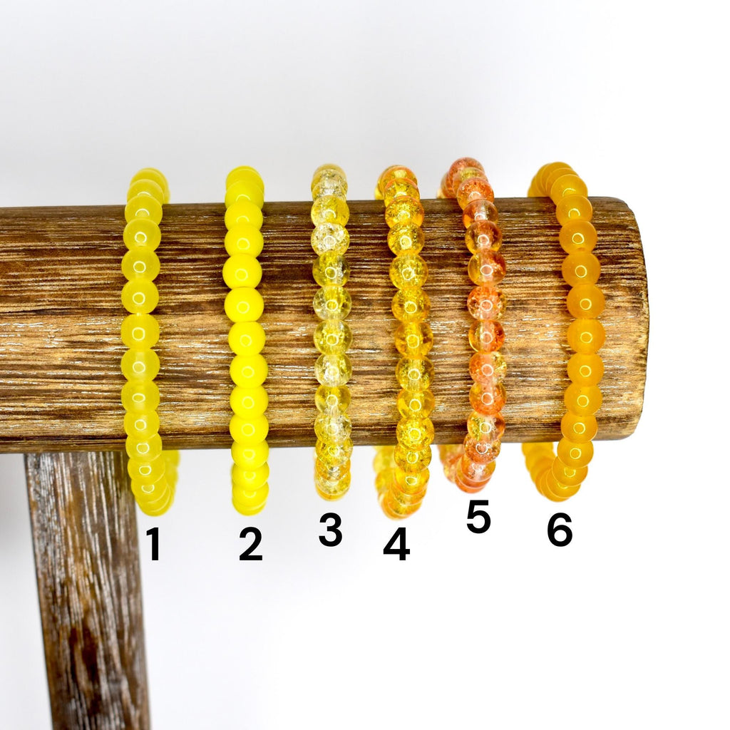 Yellow Beaded Stretch Bracelet | Minimalist Bead Stacking Bracelet