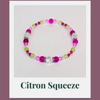 Citron Mix Bracelet Collection: Green and Pink Beaded Bracelets with Silver Accents