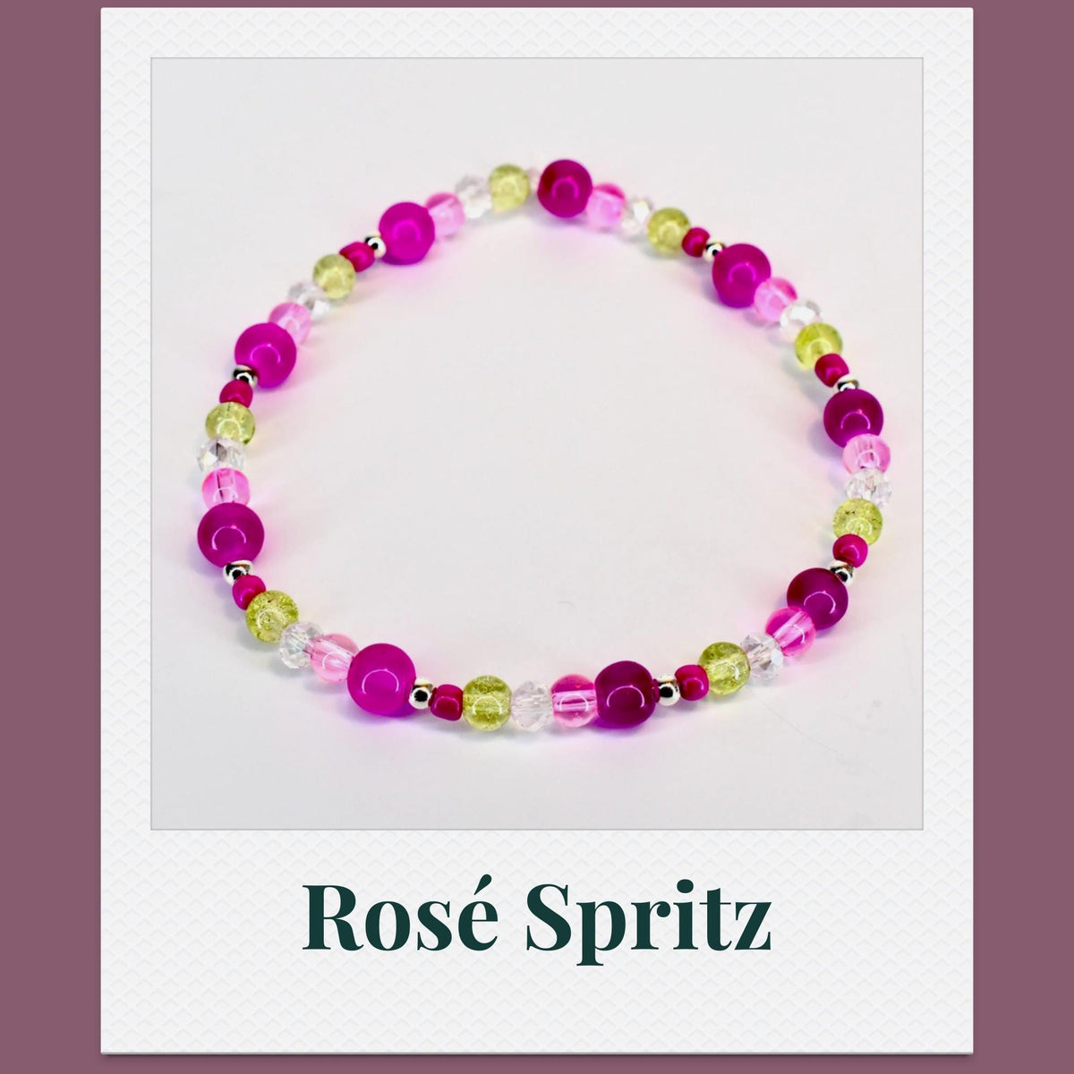 Citron Mix Bracelet Collection: Green and Pink Beaded Bracelets with Silver Accents