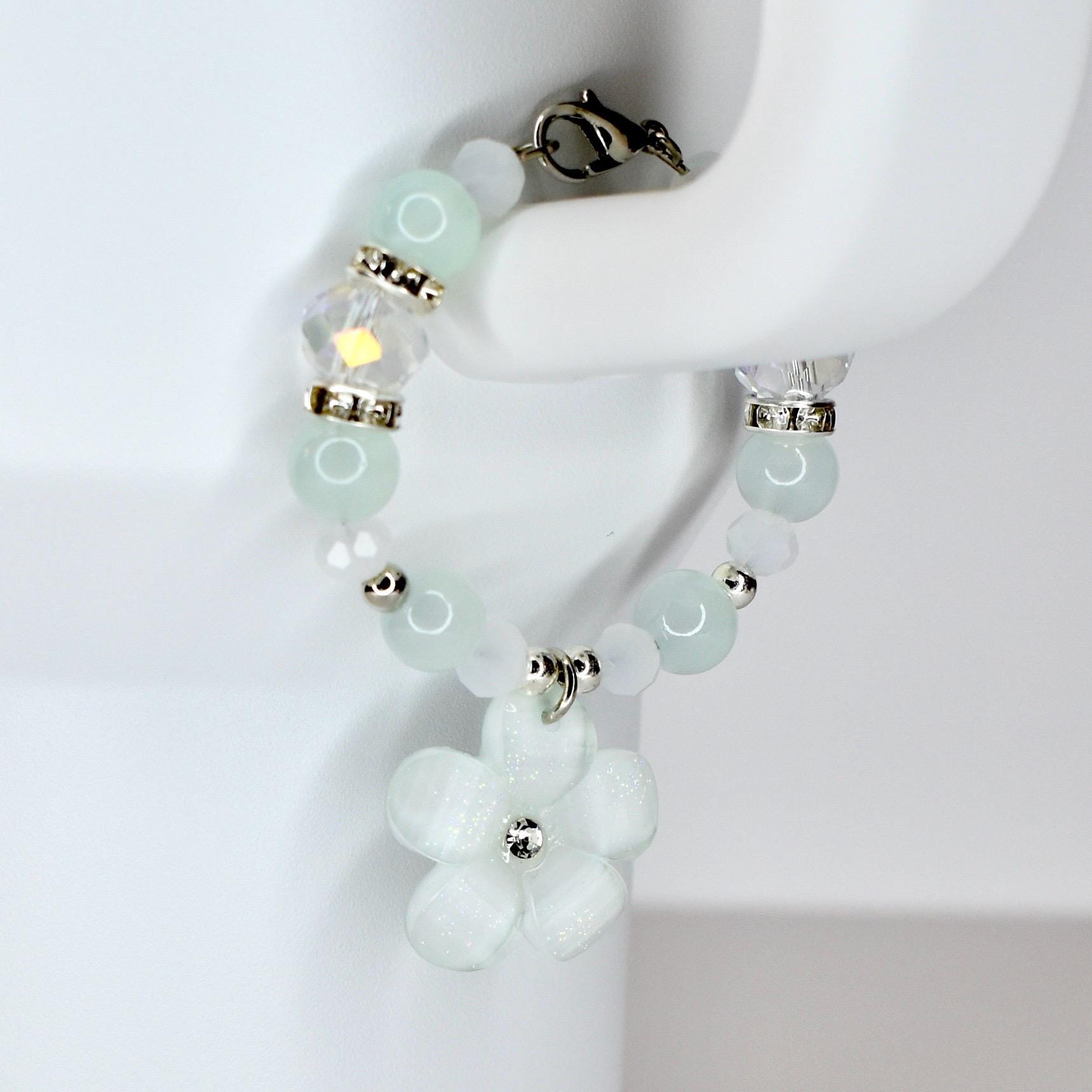 Flower Charm Tumbler Handle Bracelet in Pink Yellow and Green