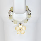 Flower Charm Tumbler Handle Bracelet in Pink Yellow and Green