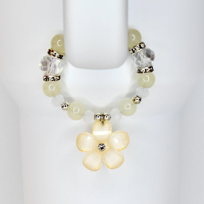 Flower Charm Tumbler Handle Bracelet in Pink Yellow and Green