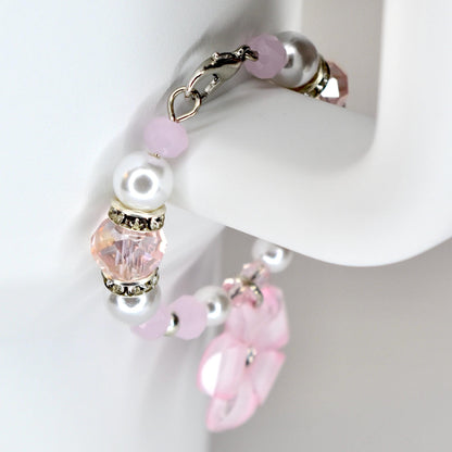 Flower Charm Tumbler Handle Bracelet in Pink Yellow and Green
