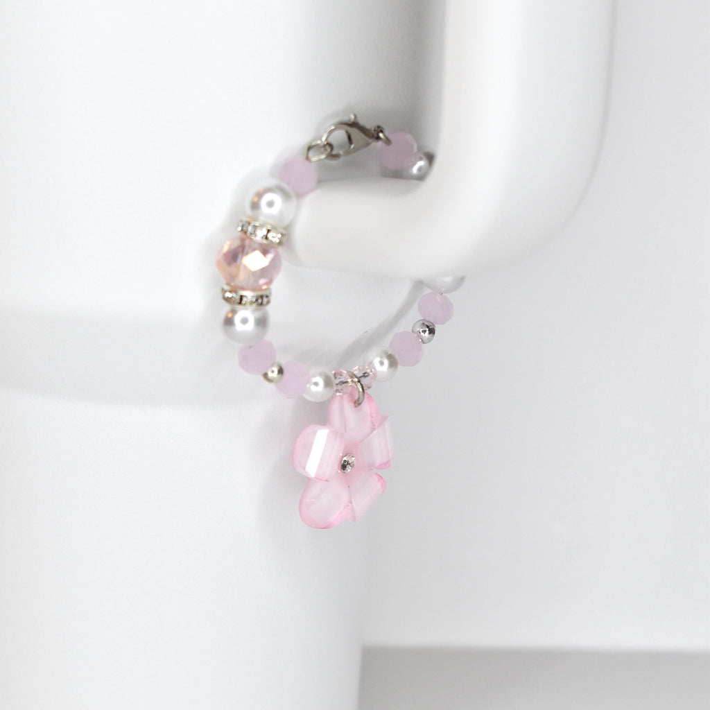 Flower Charm Tumbler Handle Bracelet in Pink Yellow and Green