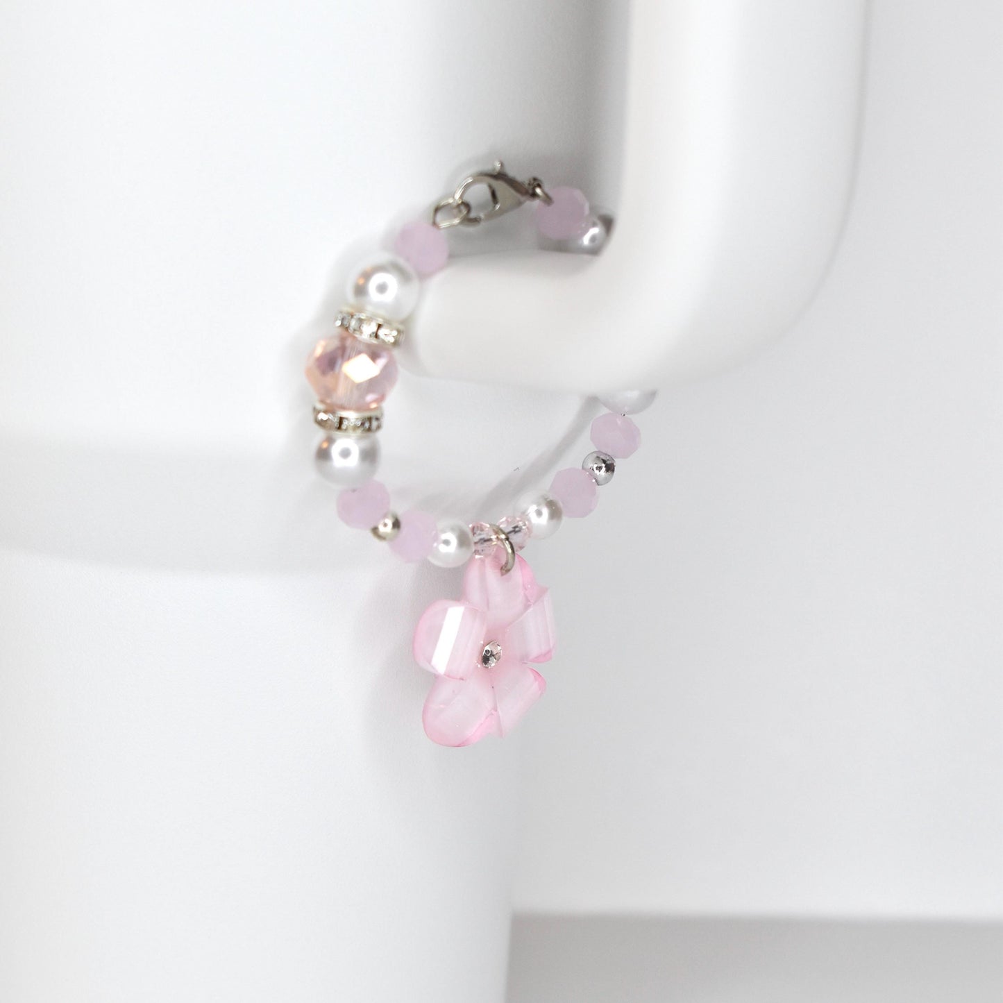 Flower Charm Tumbler Handle Bracelet in Pink Yellow and Green