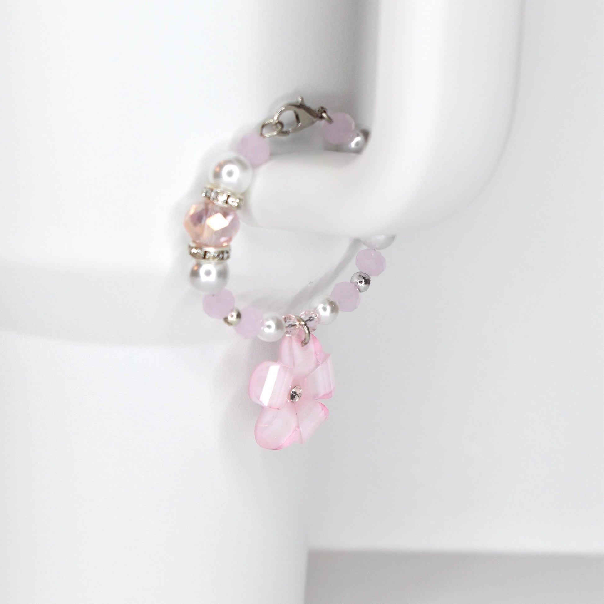 Flower Charm Tumbler Handle Bracelet in Pink Yellow and Green