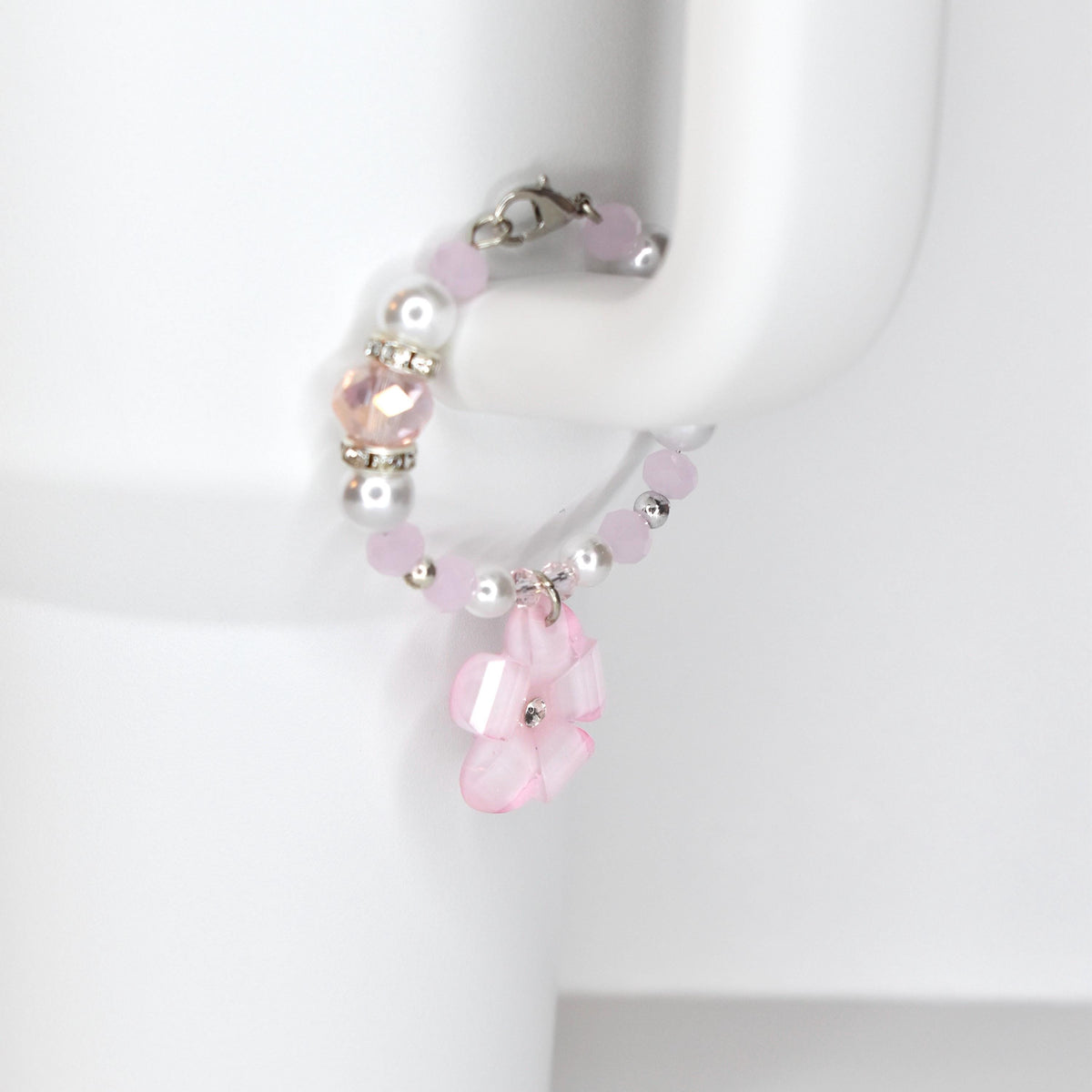 Flower Charm Tumbler Handle Bracelet in Pink Yellow and Green