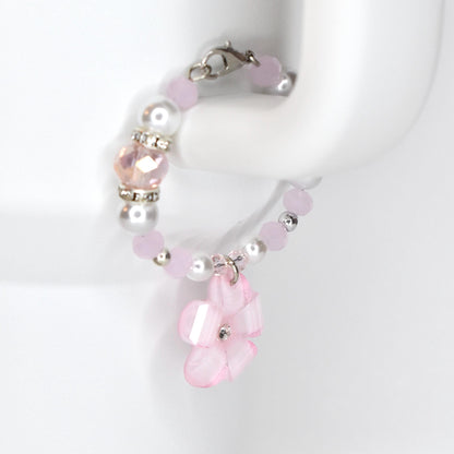 Flower Charm Tumbler Handle Bracelet in Pink Yellow and Green